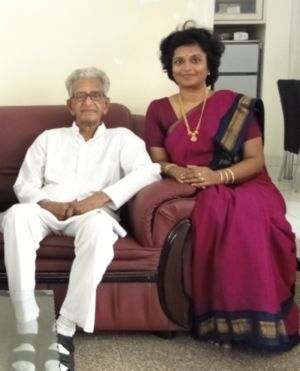 Malini with her father Shri V.Kalyanam who was the secretary to Mahatma Gandhi
